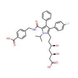 CC(C)n1c(CC[C@@H](O)C[C@@H](O)CC(=O)O)c(-c2ccc(F)cc2)c(-c2ccccc2)c1C(=O)NCc1ccc(C(=O)O)cc1 ZINC000028951281