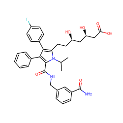 CC(C)n1c(CC[C@@H](O)C[C@@H](O)CC(=O)O)c(-c2ccc(F)cc2)c(-c2ccccc2)c1C(=O)NCc1cccc(C(N)=O)c1 ZINC000028951274