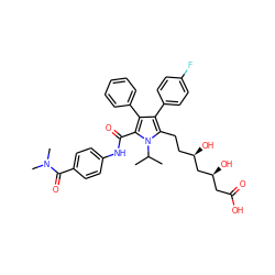 CC(C)n1c(CC[C@@H](O)C[C@@H](O)CC(=O)O)c(-c2ccc(F)cc2)c(-c2ccccc2)c1C(=O)Nc1ccc(C(=O)N(C)C)cc1 ZINC000028951254