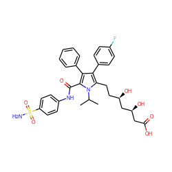 CC(C)n1c(CC[C@@H](O)C[C@@H](O)CC(=O)O)c(-c2ccc(F)cc2)c(-c2ccccc2)c1C(=O)Nc1ccc(S(N)(=O)=O)cc1 ZINC000024974102