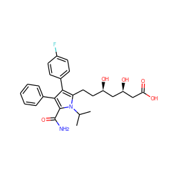 CC(C)n1c(CC[C@@H](O)C[C@@H](O)CC(=O)O)c(-c2ccc(F)cc2)c(-c2ccccc2)c1C(N)=O ZINC000028951314