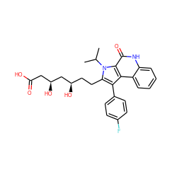 CC(C)n1c(CC[C@@H](O)C[C@@H](O)CC(=O)O)c(-c2ccc(F)cc2)c2c3ccccc3[nH]c(=O)c21 ZINC000028707182