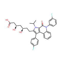 CC(C)n1c(CC[C@@H](O)C[C@@H](O)CC(=O)O)c(-c2ccc(F)cc2)c2c3ccccc3n(-c3cccc(F)c3)c(=O)c21 ZINC000028707153