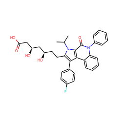 CC(C)n1c(CC[C@@H](O)C[C@@H](O)CC(=O)O)c(-c2ccc(F)cc2)c2c3ccccc3n(-c3ccccc3)c(=O)c21 ZINC000016052420