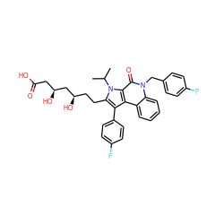 CC(C)n1c(CC[C@@H](O)C[C@@H](O)CC(=O)O)c(-c2ccc(F)cc2)c2c3ccccc3n(Cc3ccc(F)cc3)c(=O)c21 ZINC000028707179