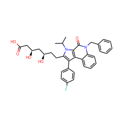 CC(C)n1c(CC[C@@H](O)C[C@@H](O)CC(=O)O)c(-c2ccc(F)cc2)c2c3ccccc3n(Cc3ccccc3)c(=O)c21 ZINC000028707171