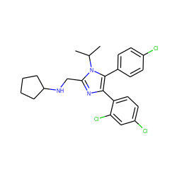 CC(C)n1c(CNC2CCCC2)nc(-c2ccc(Cl)cc2Cl)c1-c1ccc(Cl)cc1 ZINC000043078985