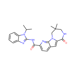 CC(C)n1c(NC(=O)c2ccc3cc4n(c3n2)CC(C)(C)CNC4=O)nc2ccccc21 ZINC000147166684