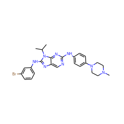 CC(C)n1c(Nc2cccc(Br)c2)nc2cnc(Nc3ccc(N4CCN(C)CC4)cc3)nc21 ZINC000198985050