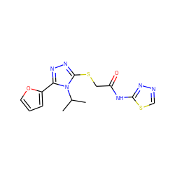 CC(C)n1c(SCC(=O)Nc2nncs2)nnc1-c1ccco1 ZINC000006730018