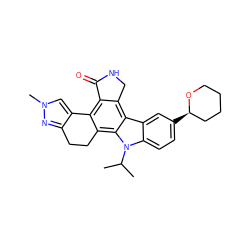 CC(C)n1c2ccc([C@@H]3CCCCO3)cc2c2c3c(c4c(c21)CCc1nn(C)cc1-4)C(=O)NC3 ZINC000049110090