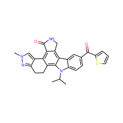 CC(C)n1c2ccc(C(=O)c3cccs3)cc2c2c3c(c4c(c21)CCc1nn(C)cc1-4)C(=O)NC3 ZINC000029125971