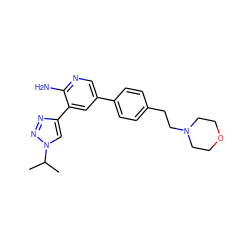 CC(C)n1cc(-c2cc(-c3ccc(CCN4CCOCC4)cc3)cnc2N)nn1 ZINC000142774603