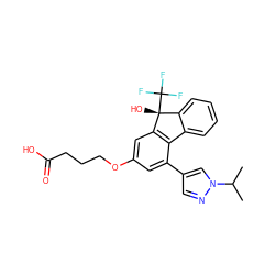 CC(C)n1cc(-c2cc(OCCCC(=O)O)cc3c2-c2ccccc2[C@@]3(O)C(F)(F)F)cn1 ZINC000144887928