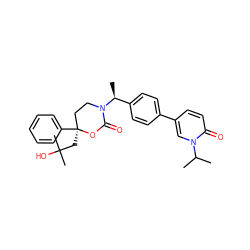 CC(C)n1cc(-c2ccc([C@H](C)N3CC[C@](CC(C)(C)O)(c4ccccc4)OC3=O)cc2)ccc1=O ZINC000096178585