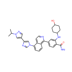 CC(C)n1cc(-c2cn(-c3cccc4c(-c5ccc(C(N)=O)c(NC6CCC(O)CC6)c5)nccc34)cn2)cn1 ZINC000145558794