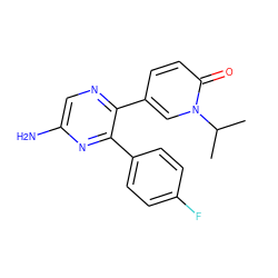 CC(C)n1cc(-c2ncc(N)nc2-c2ccc(F)cc2)ccc1=O ZINC000043175840