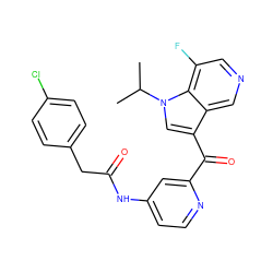 CC(C)n1cc(C(=O)c2cc(NC(=O)Cc3ccc(Cl)cc3)ccn2)c2cncc(F)c21 ZINC001772599371