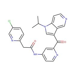 CC(C)n1cc(C(=O)c2cc(NC(=O)Cc3ccc(Cl)cn3)ccn2)c2cnccc21 ZINC001772629659