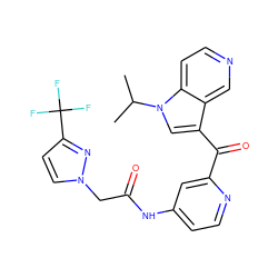 CC(C)n1cc(C(=O)c2cc(NC(=O)Cn3ccc(C(F)(F)F)n3)ccn2)c2cnccc21 ZINC001772593911