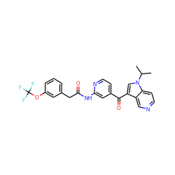 CC(C)n1cc(C(=O)c2ccnc(NC(=O)Cc3cccc(OC(F)(F)F)c3)c2)c2cnccc21 ZINC001772614662