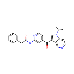 CC(C)n1cc(C(=O)c2ccnc(NC(=O)Cc3ccccc3)c2)c2cnccc21 ZINC001772571715