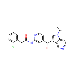 CC(C)n1cc(C(=O)c2ccnc(NC(=O)Cc3ccccc3Cl)c2)c2cnccc21 ZINC001772606055