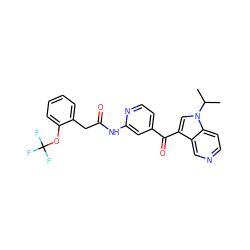 CC(C)n1cc(C(=O)c2ccnc(NC(=O)Cc3ccccc3OC(F)(F)F)c2)c2cnccc21 ZINC001772645927