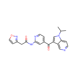 CC(C)n1cc(C(=O)c2ccnc(NC(=O)Cc3ccon3)c2)c2cnccc21 ZINC001772622315