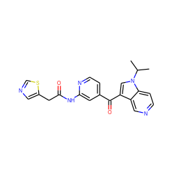 CC(C)n1cc(C(=O)c2ccnc(NC(=O)Cc3cncs3)c2)c2cnccc21 ZINC001772652796