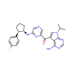 CC(C)n1cc(C(=O)c2cncc(N[C@@H]3CCC[C@@H]3c3ccc(F)cc3)n2)c2c(N)ncnc21 ZINC000073223436