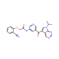 CC(C)n1cc(C(=O)c2cncc(NC(=O)COc3ccccc3C#N)c2)c2cncnc21 ZINC000169707891