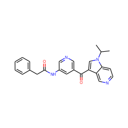 CC(C)n1cc(C(=O)c2cncc(NC(=O)Cc3ccccc3)c2)c2cnccc21 ZINC001772651968