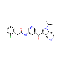 CC(C)n1cc(C(=O)c2cncc(NC(=O)Cc3ccccc3Cl)c2)c2cnccc21 ZINC001772609732