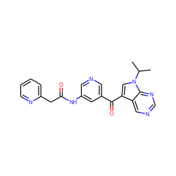 CC(C)n1cc(C(=O)c2cncc(NC(=O)Cc3ccccn3)c2)c2cncnc21 ZINC000169707707