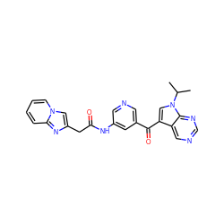 CC(C)n1cc(C(=O)c2cncc(NC(=O)Cc3cn4ccccc4n3)c2)c2cncnc21 ZINC000169707691