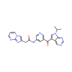 CC(C)n1cc(C(=O)c2cncc(NC(=O)Cc3cn4cccnc4n3)c2)c2cncnc21 ZINC000169707701