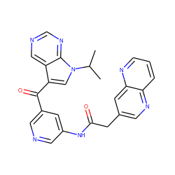 CC(C)n1cc(C(=O)c2cncc(NC(=O)Cc3cnc4cccnc4c3)c2)c2cncnc21 ZINC000169707652