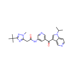 CC(C)n1cc(C(=O)c2cncc(NC(=O)Cc3nc(C(C)(C)C)nn3C)c2)c2cnccc21 ZINC001772653075