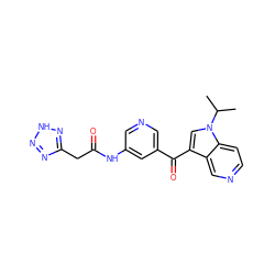 CC(C)n1cc(C(=O)c2cncc(NC(=O)Cc3nn[nH]n3)c2)c2cnccc21 ZINC001772652029