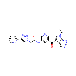 CC(C)n1cc(C(=O)c2cncc(NC(=O)Cn3cc(-c4ccccn4)nn3)c2)c2cncnc21 ZINC000169707713