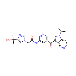 CC(C)n1cc(C(=O)c2cncc(NC(=O)Cn3cc(C(C)(C)O)nn3)c2)c2cnccc21 ZINC001772584174