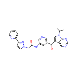 CC(C)n1cc(C(=O)c2cncc(NC(=O)Cn3ccc(-c4ccccn4)n3)c2)c2cncnc21 ZINC000169707650