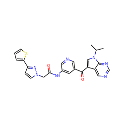 CC(C)n1cc(C(=O)c2cncc(NC(=O)Cn3ccc(-c4cccs4)n3)c2)c2cncnc21 ZINC000169707684