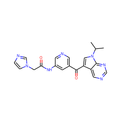 CC(C)n1cc(C(=O)c2cncc(NC(=O)Cn3ccnc3)c2)c2cncnc21 ZINC000169707913