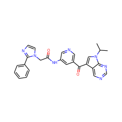 CC(C)n1cc(C(=O)c2cncc(NC(=O)Cn3ccnc3-c3ccccc3)c2)c2cncnc21 ZINC000169707911