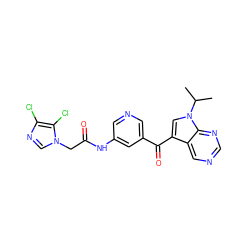 CC(C)n1cc(C(=O)c2cncc(NC(=O)Cn3cnc(Cl)c3Cl)c2)c2cncnc21 ZINC000169707897