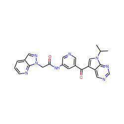 CC(C)n1cc(C(=O)c2cncc(NC(=O)Cn3ncc4cccnc43)c2)c2cncnc21 ZINC000169707670