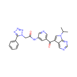 CC(C)n1cc(C(=O)c2cncc(NC(=O)Cn3nnnc3-c3ccccc3)c2)c2cncnc21 ZINC000169707919