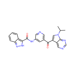 CC(C)n1cc(C(=O)c2cncc(NC(=O)c3[nH]nc4ccccc34)c2)c2cncnc21 ZINC000261125231